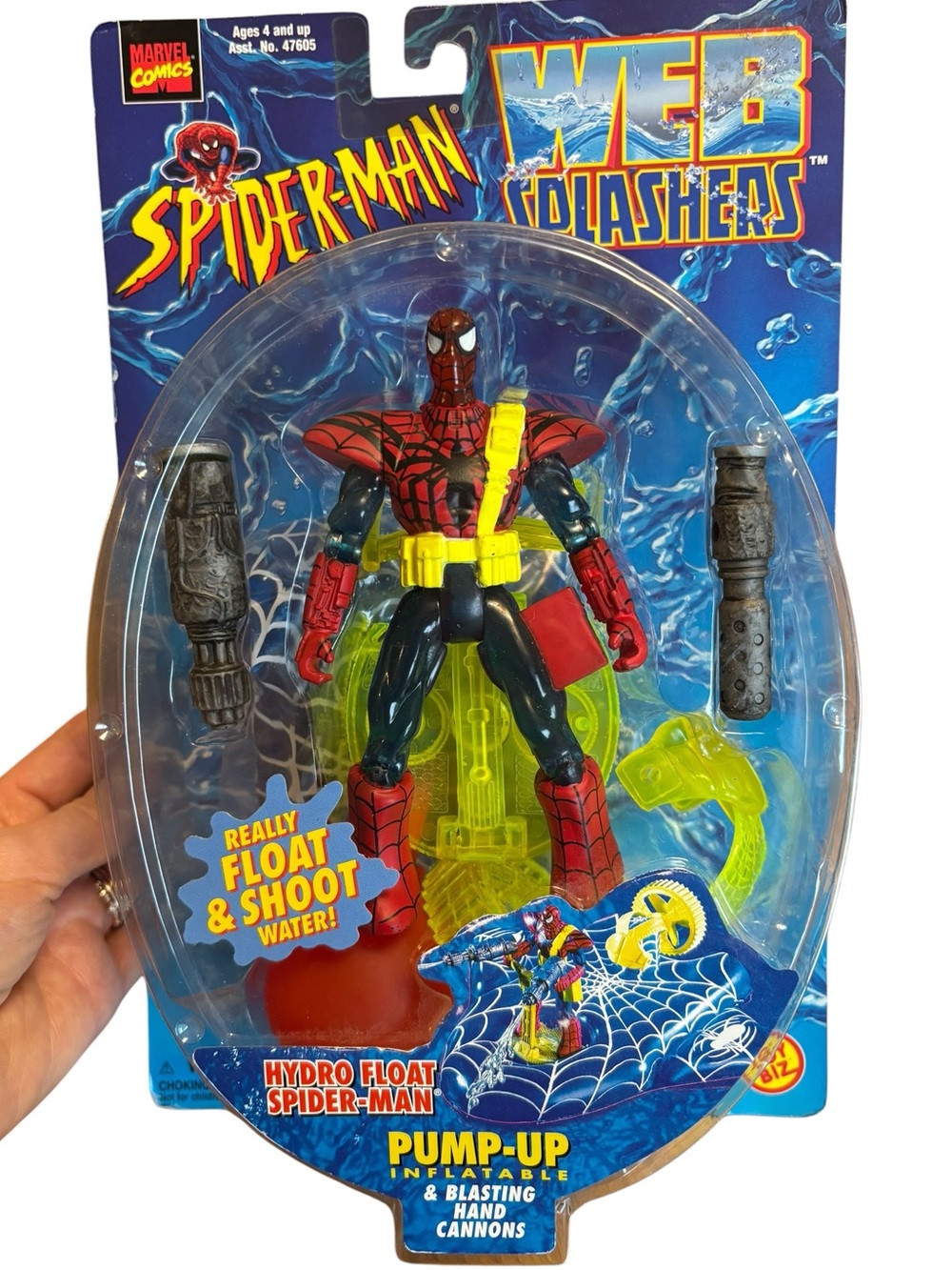 Vintage 1998 Marvel Comics Spider-Man Web Splashers Figure, Red, Blue & Yellow